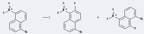 Naphthalene, 1-bromo-5-nitro- can be used to produce 8-bromo-4-nitro-naphthalen-1-ol and 5-bromo-1-nitro-naphthalen-2-ol